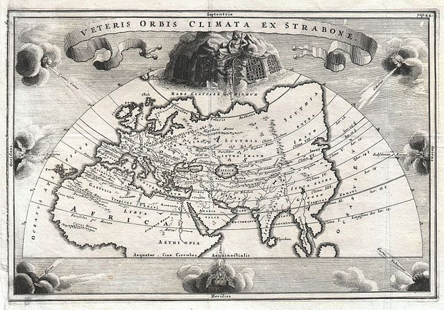 Karte der Alten Welt nach dem griechischen Geographen Strabo; ca. 1706