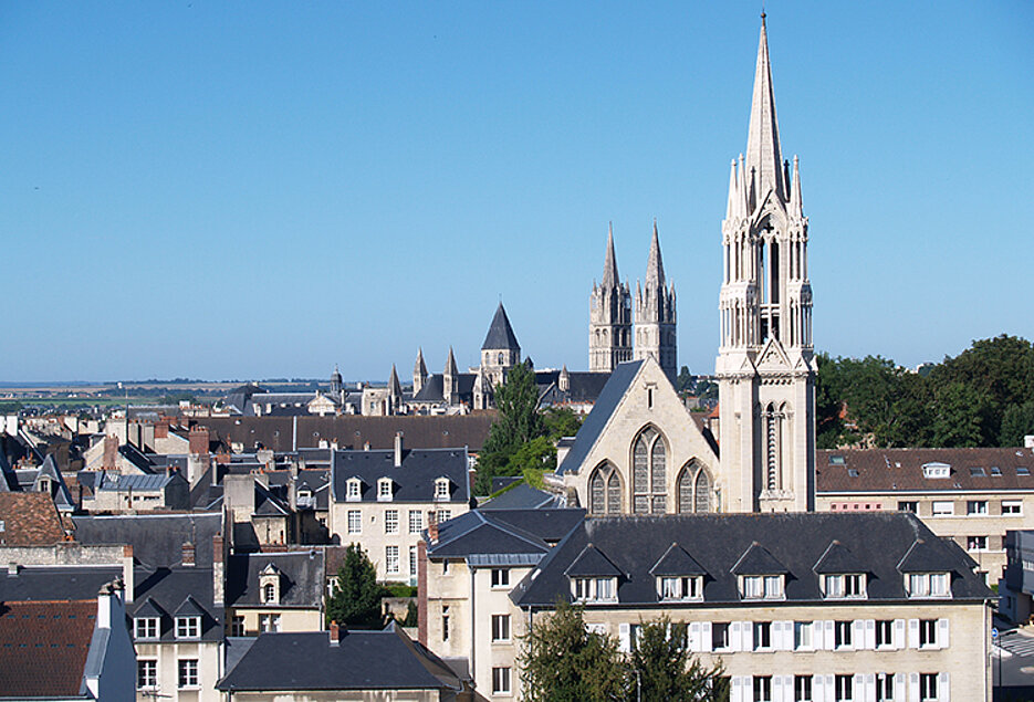 Blick über die Stadt Caen in der Normandie.