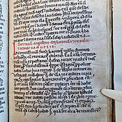 Auszug aus der Handschrift (in rot): „Predigten des Augustinus über die Wahrsagerin und die Erscheinung Samuels.“ Quelle: Pelplin, Diözesanbibliothek, Codex 114 (195), fol. 14r. 