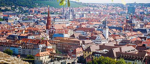 Sommerliches Würzburg. Aufgrund der besonderen klimatischen Bedingungen eignet sich die unterfränkische Hauptstadt besonders gut als Pilotprojekt für Gegenmaßnahmen zum Klimawandel. 