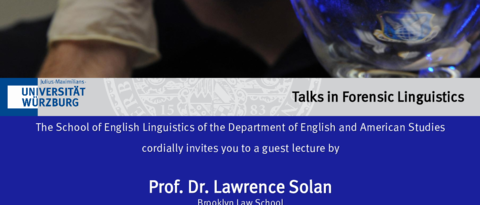 Poster zu Lawrence Solans Vortrag zum Thema "Corpus Linguistics as a Tool in Legal Interpretation"